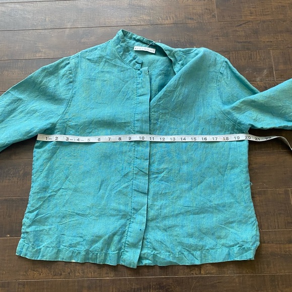 Bryn  Walker Teal linen blouse - Picture 8 of 12